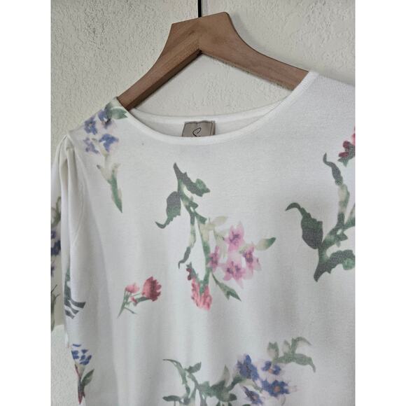 Sioni Floral Print Knit Top Size Medium Softest Cozy - Picture 4 of 9